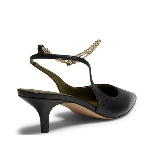 New Maria Luca Felicia Slingback Pump Black Leather Chain Anklet EU 36 US 6 - Picture 3 of 11